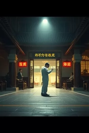 年代剧《灯下长街》老式街巷夜景的竖版海报