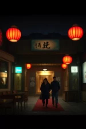 治愈剧《半山书店》山间木屋书架的竖版海报